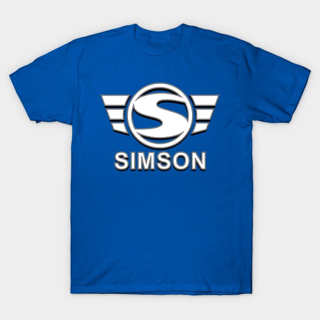 Simson Logo 3D Spezial (white) T-Shirt by GetThatCar